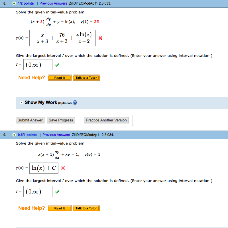 Solved 8 1 2 Points Previous Answers Zilidiffeqmodap11 Chegg Com