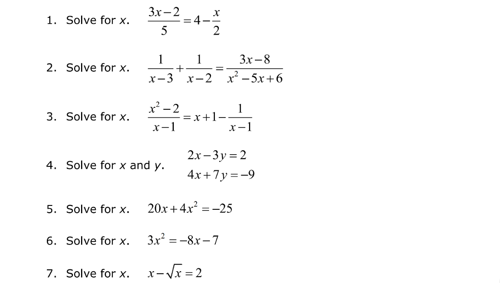 Solved 3 2 4 X 1 Solve For X 3x 8 2 Solve For X 3 X Chegg Com