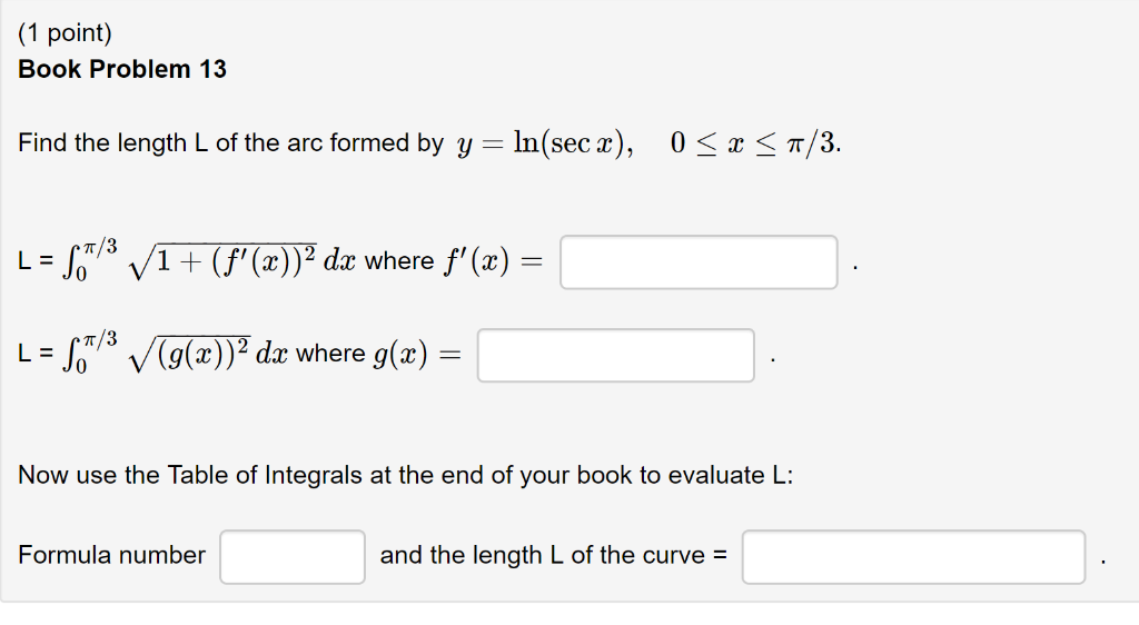 Solved 1 Point Book Problem 13 Find The Length L Of The Chegg Com