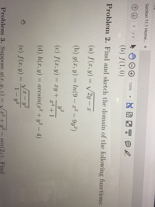 Solved Section 11 1 Home Problem 2 Find And Sketch The D Chegg Com