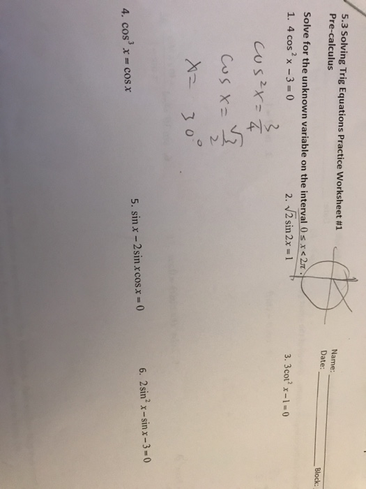 5 3 Practice Solving Trigonometric Equations Worksheet Answers Tessshebaylo