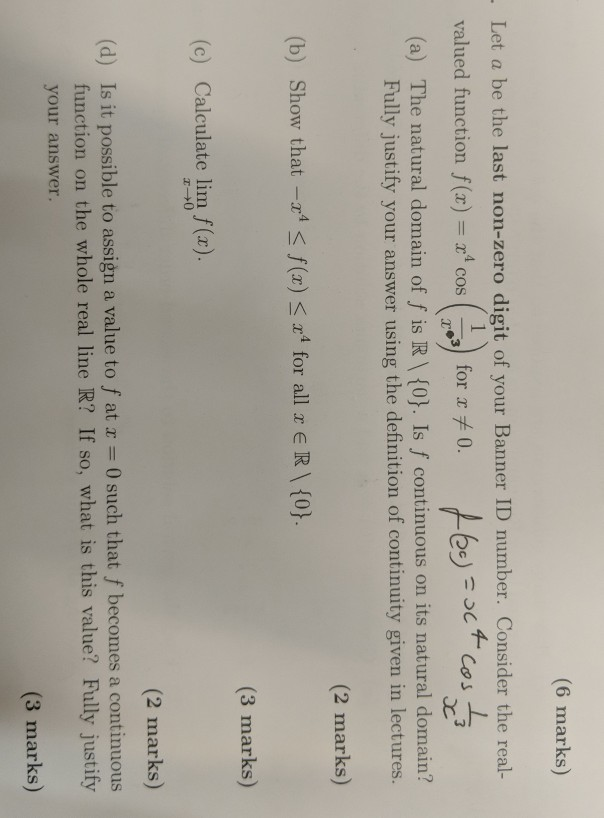 Solved 6 Marks Let A Be The Last Non Zero Digit Of Your