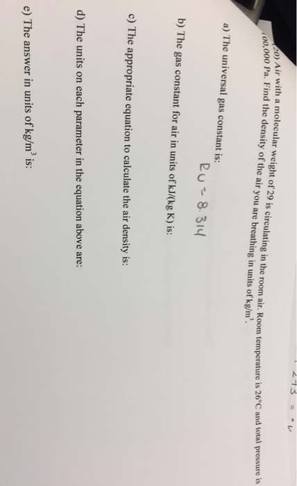 Solved Air With A Molecular Weight Of 29 Is Circulating I