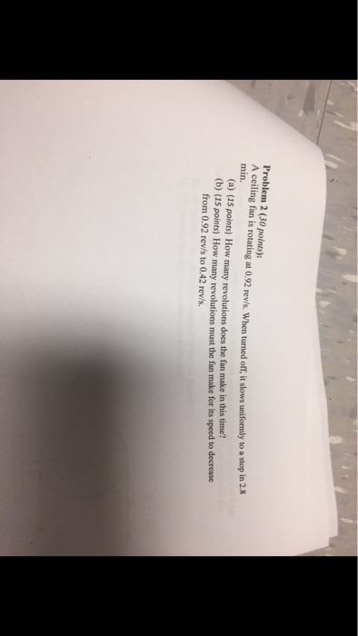 Solved Problem 2 30 Points A Ceiling Fan Is Rotating A