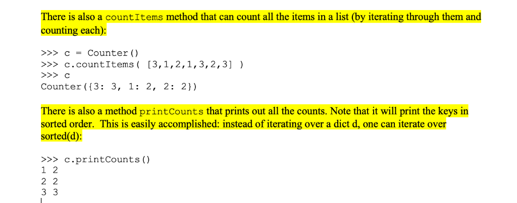 ere is also a countItems method that can count all the items in a list (by iterating through them and counting each) c -Count