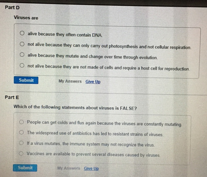 Solved Viruses Are Alive Because They Often Contain Dna Chegg Com