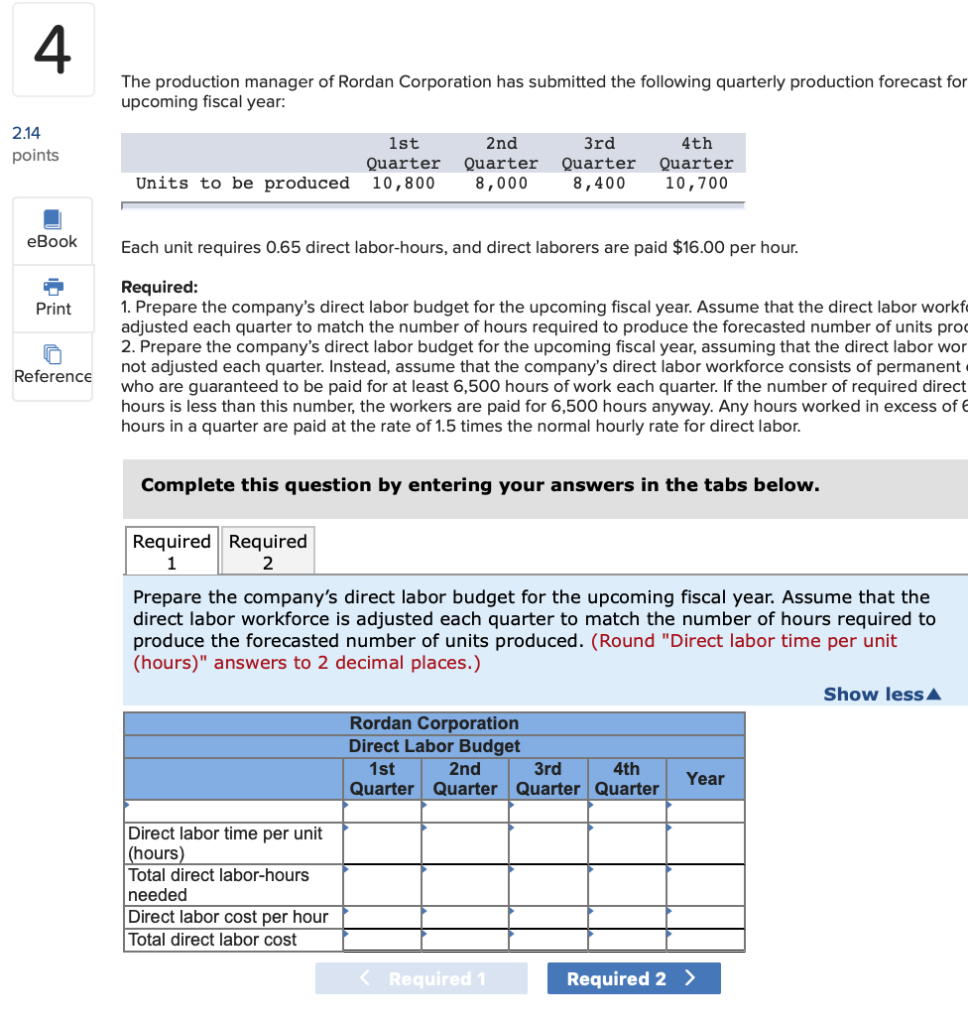 4 The Production Manager Of Rordan Corporation Has Chegg 
