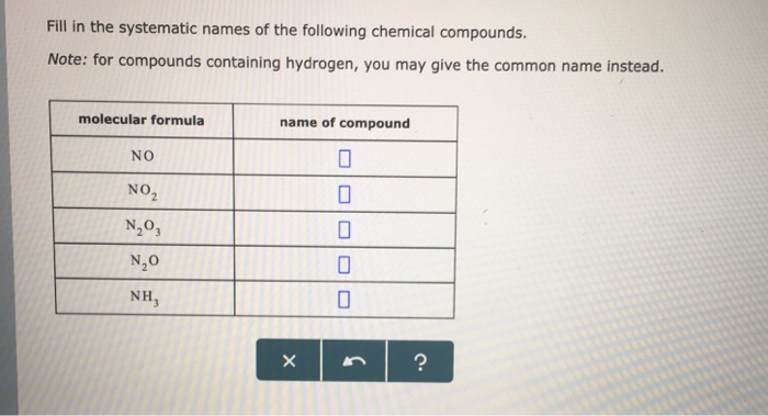 Solved Fill in the systematic names of the following | Chegg.com