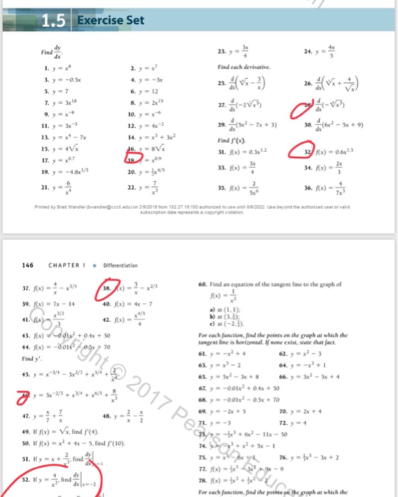 Solved 1 5 Exercise Set Find 23 24 Y L Y X 3 Y 0 5x Chegg Com