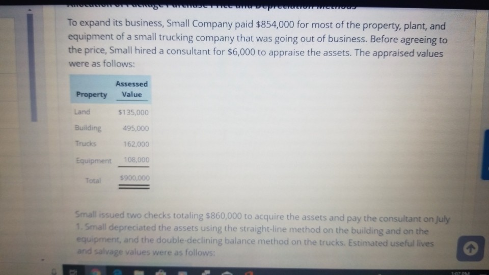To Expand Its Business Small Company Paid 854 000 Chegg Com