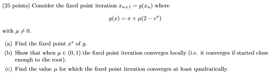 Solved 25 Points Consider The Fixed Point Iteration 2n Chegg Com