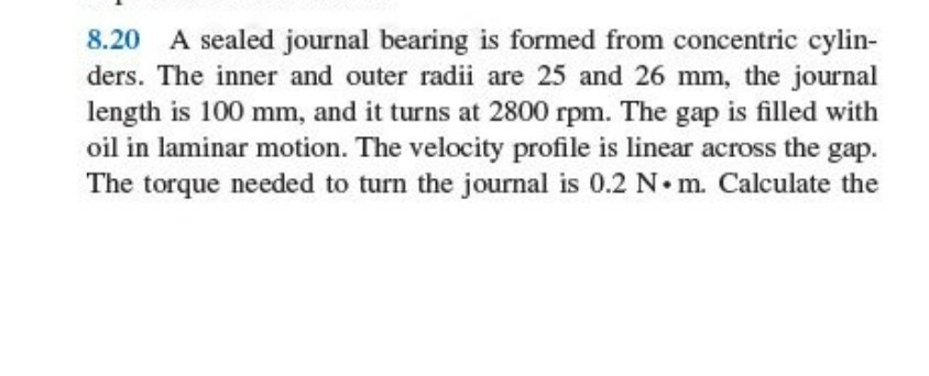 Solved 8.20 A sealed journal bearing is formed from | Chegg.com