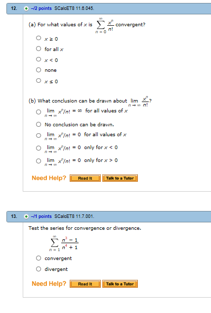 Solved A For What Values Of X Is N N 0 Converge Chegg Com