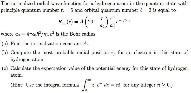 hydrogen orbital wavefunction