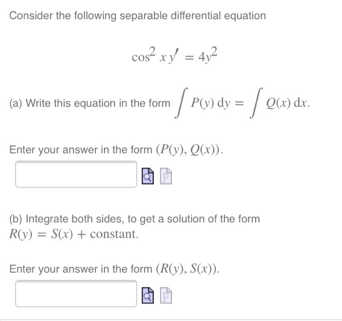 Solved Consider The Following Separable Differential Equa Chegg Com