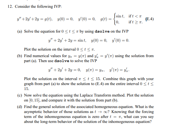 Solved 12 Consider The Following Ivp Y 2y 2y G T Chegg Com