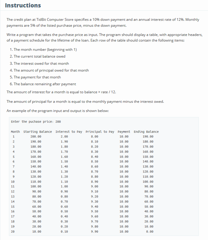 Python 3 The Credit Plan At Tidbit Puter Store Chegg 