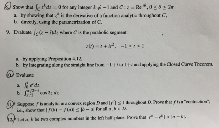 Solved Show That Iczkdz 0 For Any Integer K T 1 And C Chegg Com