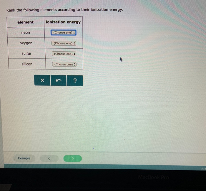 Solved Rank The Following Elements According To Their Ion