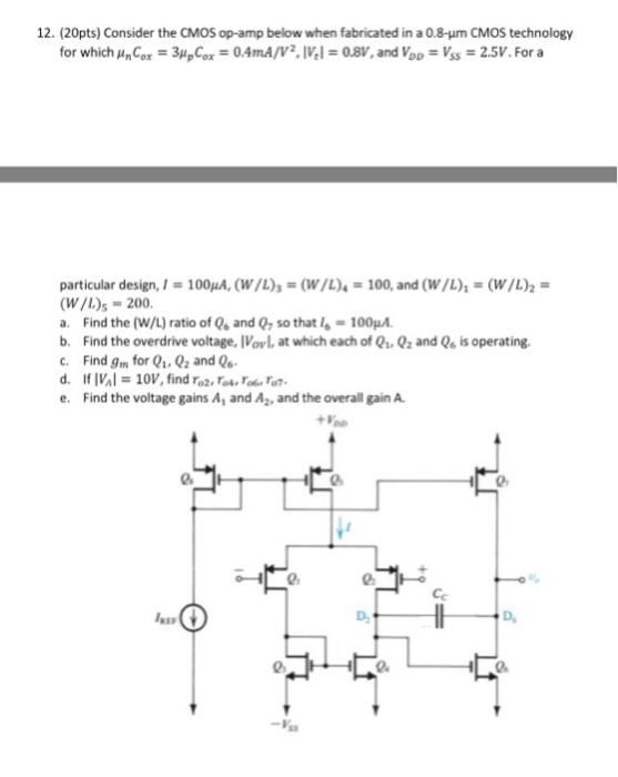 Solved Consider The Cmos Op Amp Below When Fabricated In Chegg Com