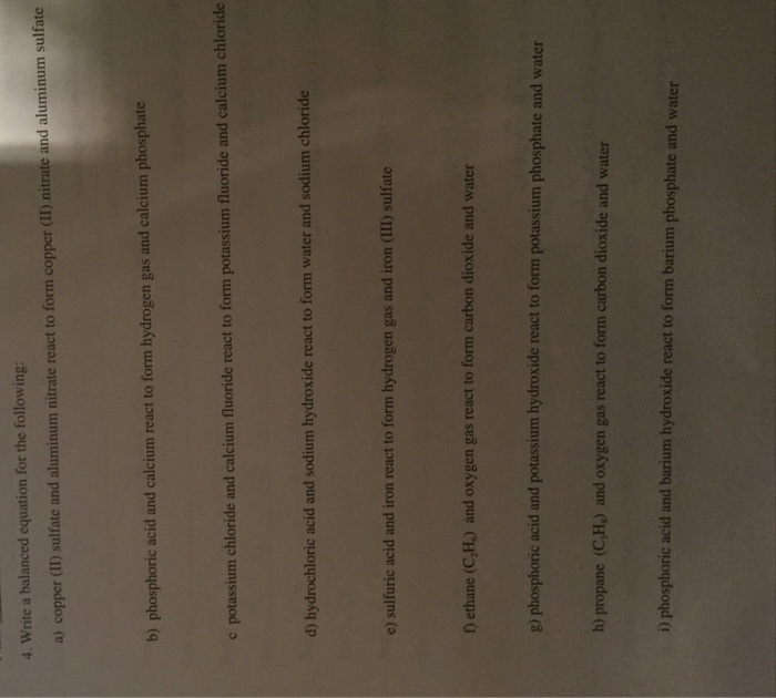 Solved: Write A Balanced Equation For The Following: A) Co ...