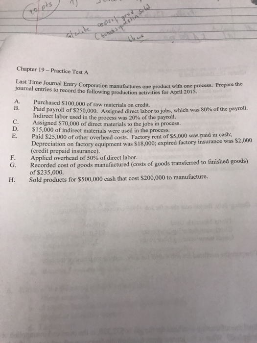 Solved Chapter 19 - Practice Test A Last Time Journal Entry 