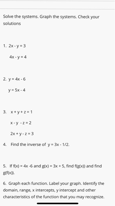 Solve The Systems Graph The Systems Check Your Chegg Com