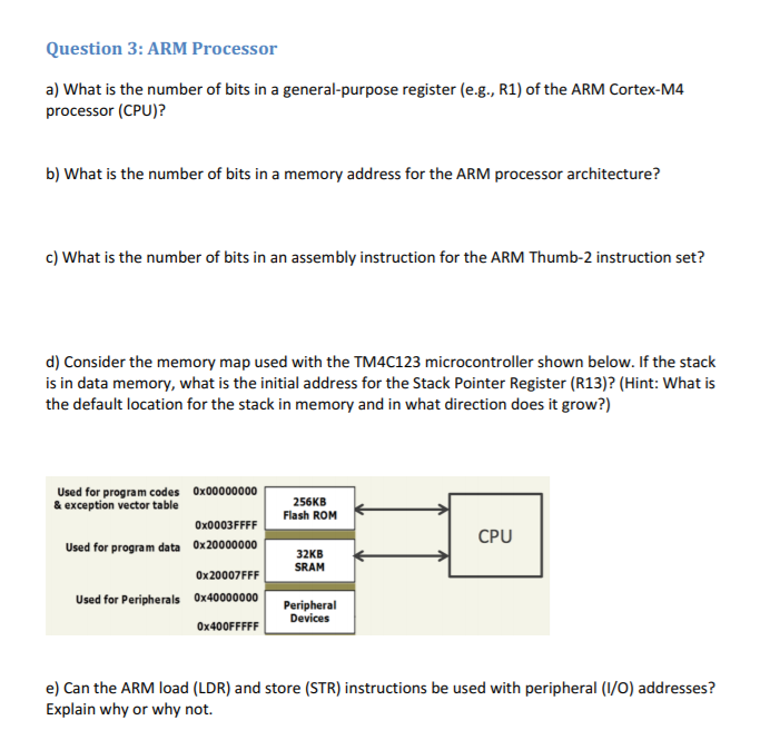 Question 3 Arm Processor A What Is The Number Of Chegg Com