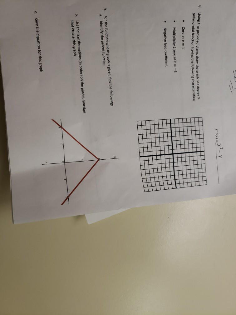 Solved 8 Using The Provided Plane Draw The Graph Of A D