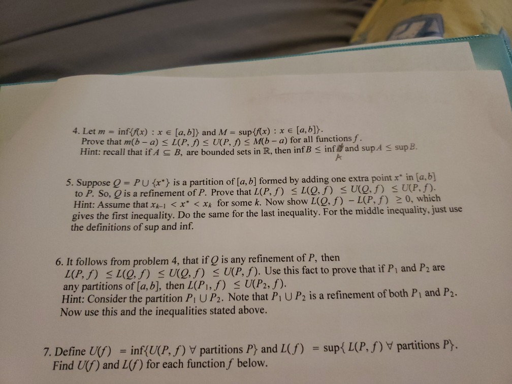 Solved 4 Let M Inffx X E A B And M Sup X E A B Chegg Com