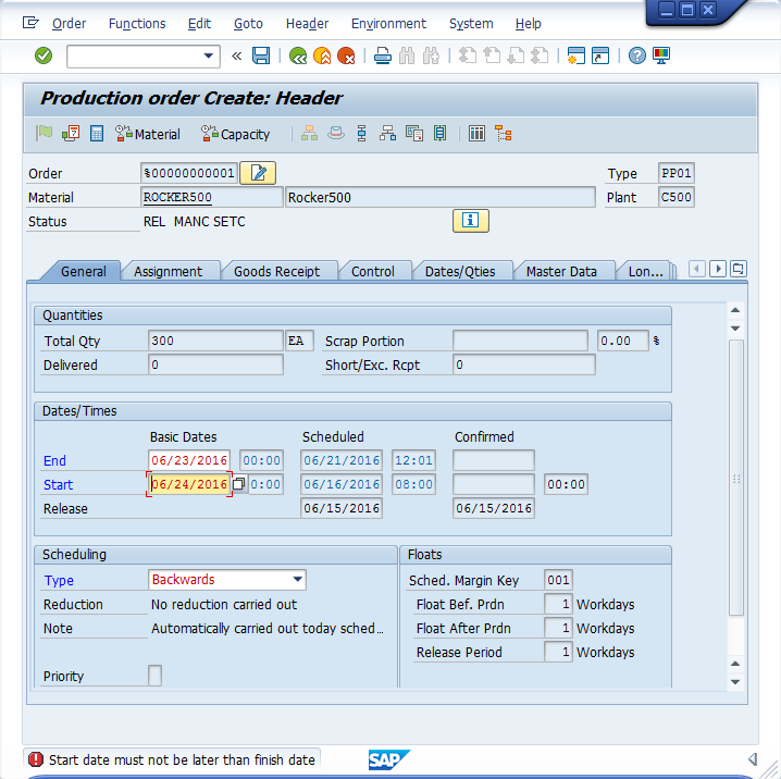 Solved In This Exercise You Convert Your Production From E Order Functions Edit Goto Header Enyironment System Help 2 Production Create