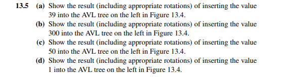 13.5 (a) Show the result (including appropriate rotations) of inserting the value (b) Show the result (including appropriate
