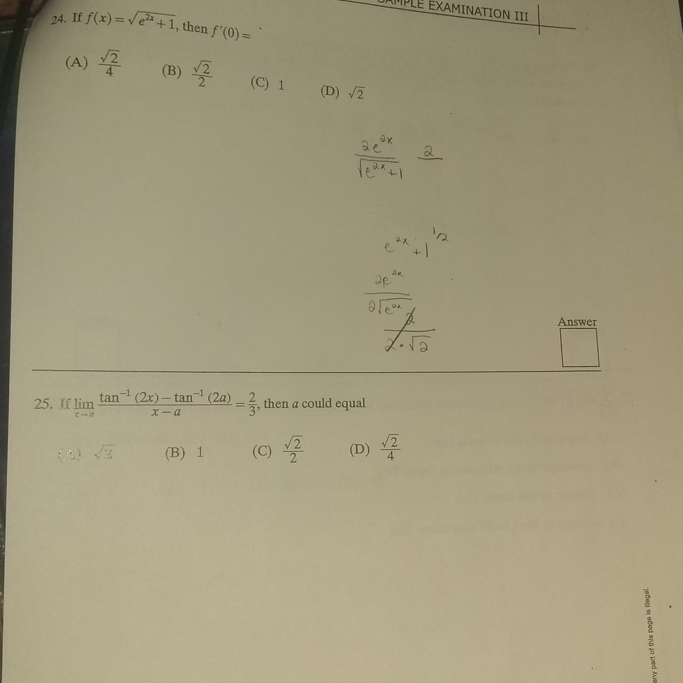 Iple Examination Iii 24 If F X F 1 Then F 0 Chegg Com