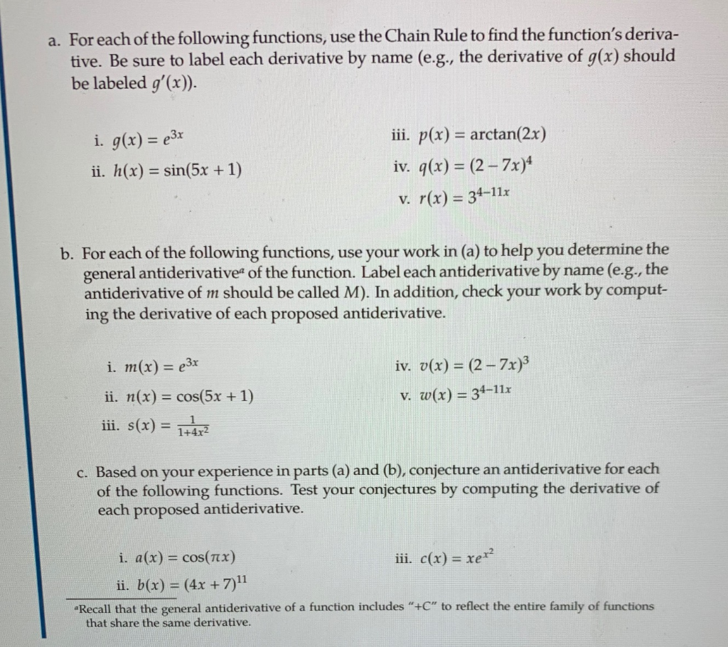 Solved A For Each Of The Following Functions Use The Ch Chegg Com