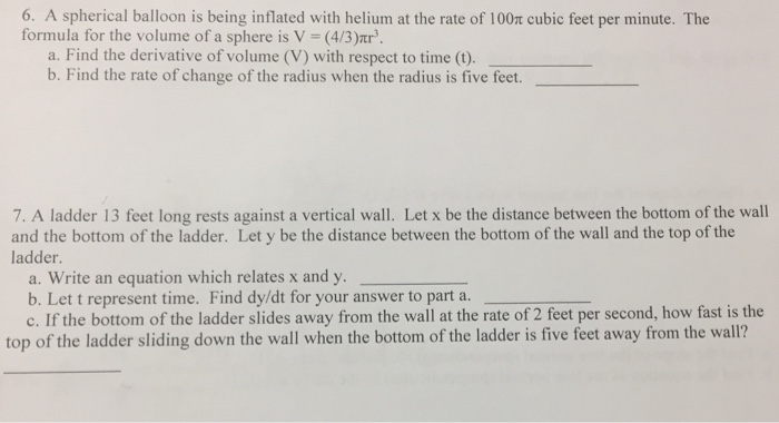 Solved A spherical balloon is being inflated with helium at 