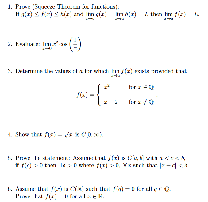 Solved 1 Prove Squeeze Theorem For Functions If G X F Chegg Com