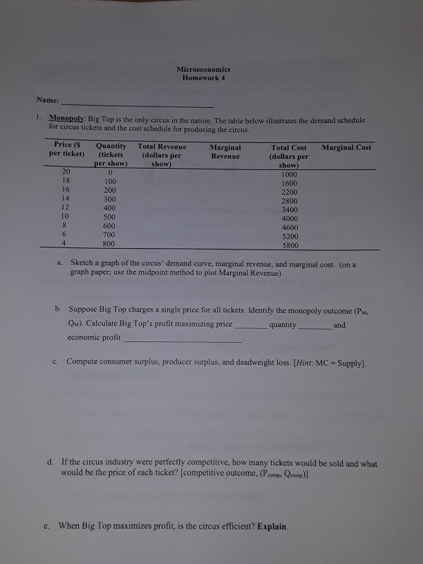 Microeconomics homework 4 image