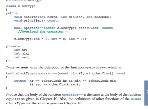 class clockType public: void setTime (int hours, int minutes, int seconds) void printTime () const; bool operator-(const cloc