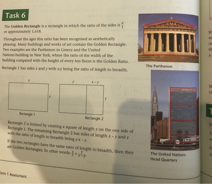 Solved Task 6 The Golden Rectangle Is A Rectangle In Whic