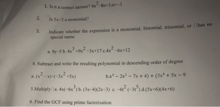 Solved Is N A Correct Answer 4n 2 8n 3 N 3 Is 5x Chegg Com