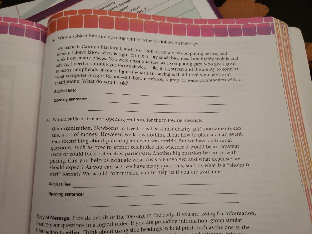 Opening Sentence Subject Due Line For A ... The 9 And Solved: