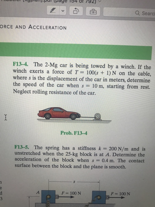 The 2 Mg Car Is Being Towed A Winch If The Winch Chegg 