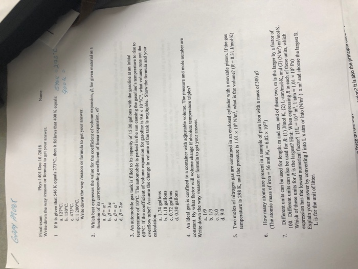 Phys 1401 Dec 10 18 Final Esam Write Down The W Chegg Com Phys 1401 Dec 10 18 Final Esam Write Down The W Chegg Com