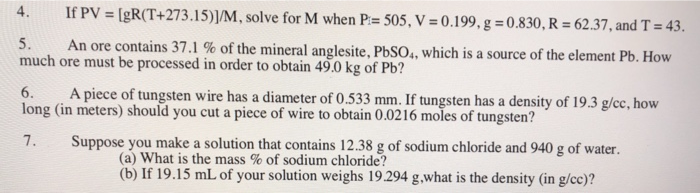 Solved If Pv Gr T 273 15 Jm Solve For M When P 505 V 0 Solved If Pv Gr T 273 15 Jm Solve For M When P 505 V 0