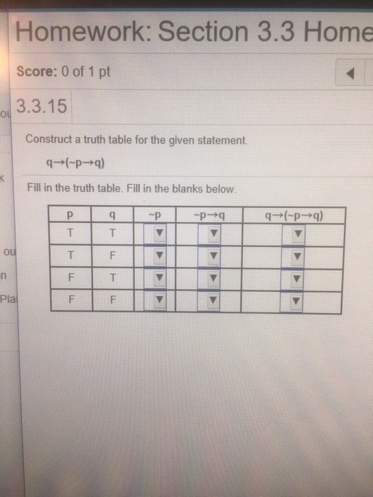 Solved Construct A Truth Table For The Given Statement Q Chegg Com