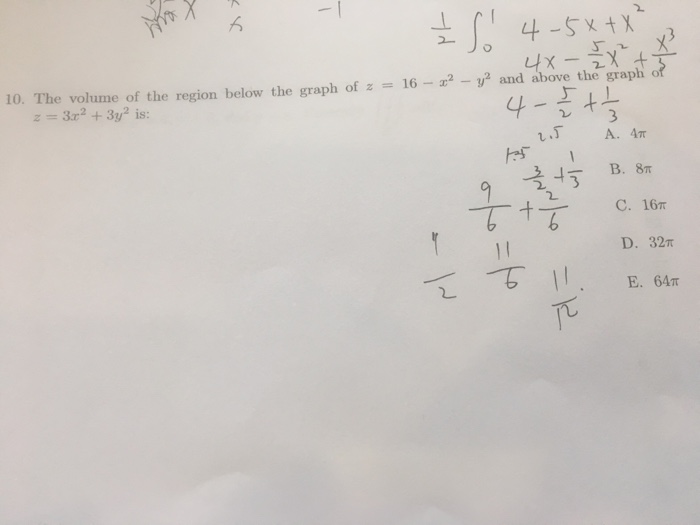 Solved The Volume Of The Region Below The Graph Of Z 16 Chegg Com