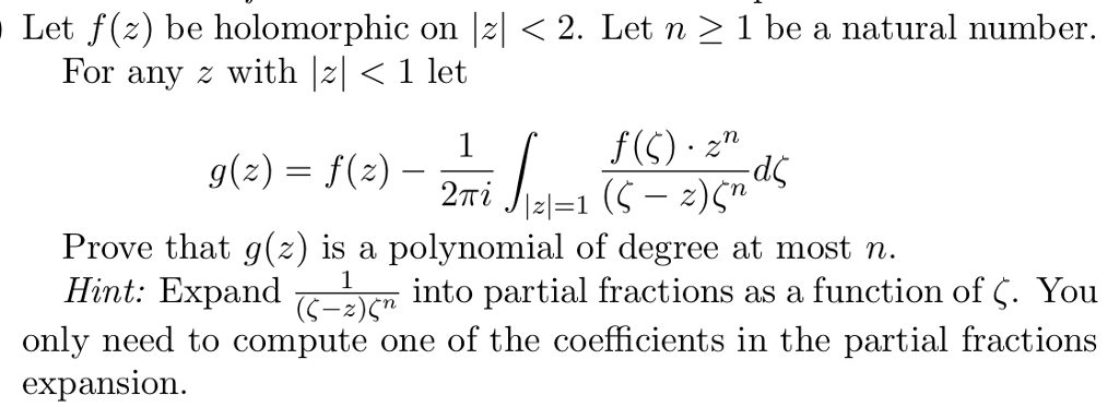 Solved Let F Z Be Holomorphic On For Any Z With 2 Chegg Com