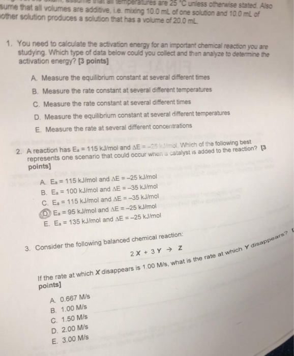 Solved Sume That All Volumes Are Additive I E Mixing 10 Chegg Com