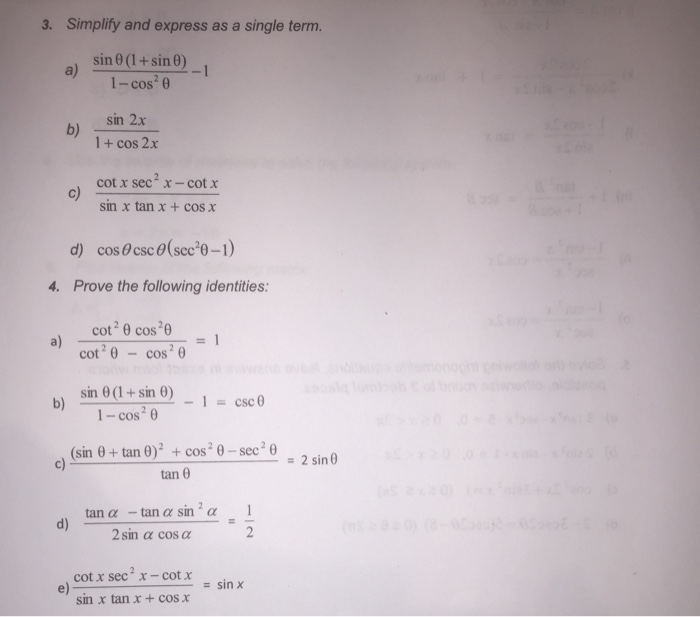Solved 3 Simplitfy And Express As A Single Term Sin 8 1 Chegg Com