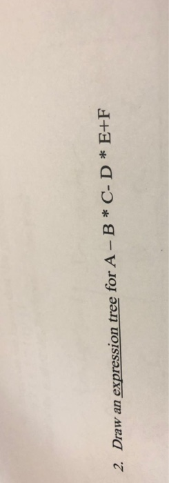 2. Draw an expression tree for A - B*C-DE+F